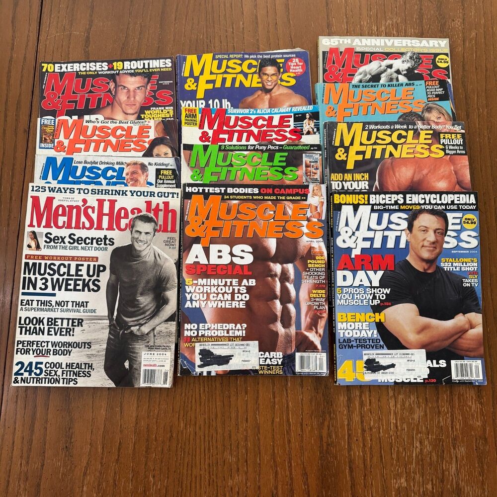 Vintage Muscle & Fitness Magazine Lot 12 Issues Arnold Mens Health Bodybuilding